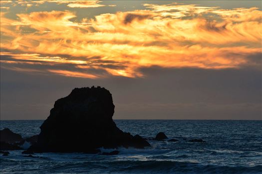 Fiery Sunset at Rockaway Beach - 